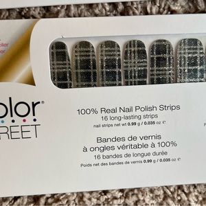 Colorstreet Nail Polish Strips sticker Plaid Reputation New black & Silver plaid